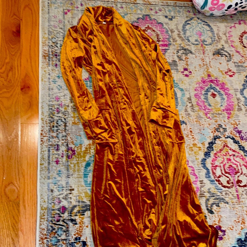 NWOT Rust Burnt Orange Velvet duster jacket soft w pockets